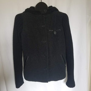 SMARTWOOL Size M Black Charcoal Gray Jacket Button